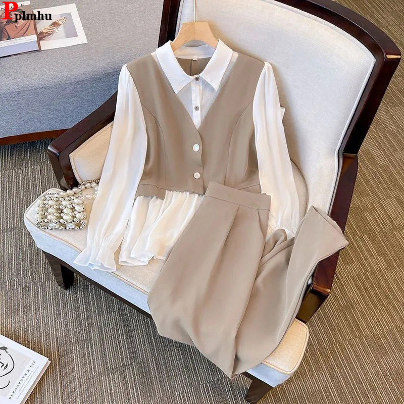 Women'S Formal Wear With Pants - Korean Chiffon 2 Pieces Sets Slim