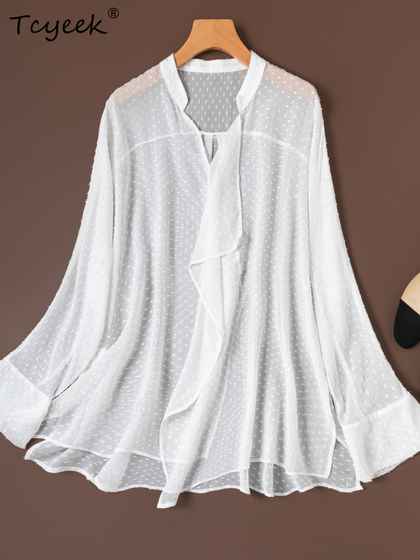 Tcyeek 100% Mulberry Silk Blou - Silk Blouse Button reseña y precio