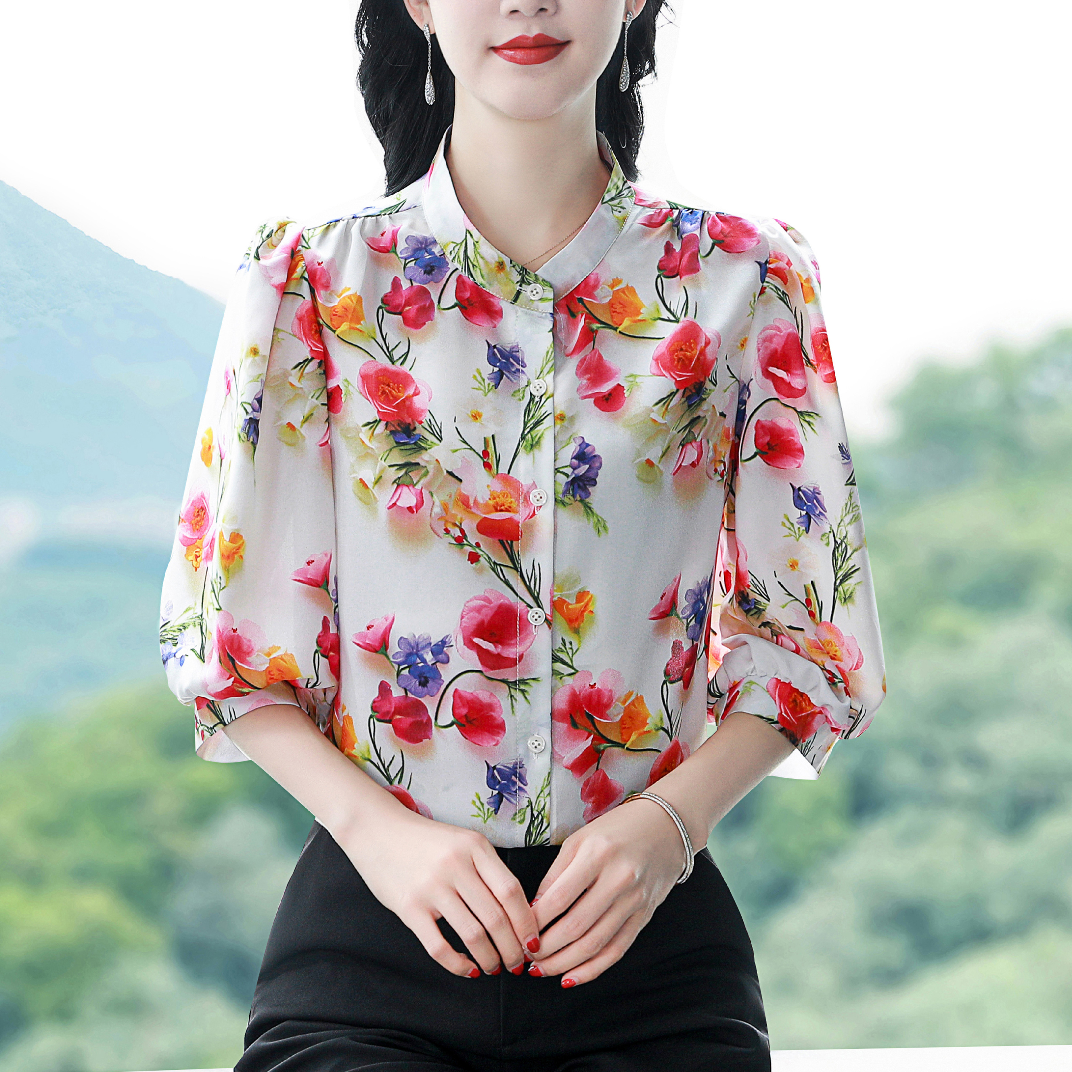 Elegant Fashion Chiffon shirt  - Silk Blouse Button reseña y precio