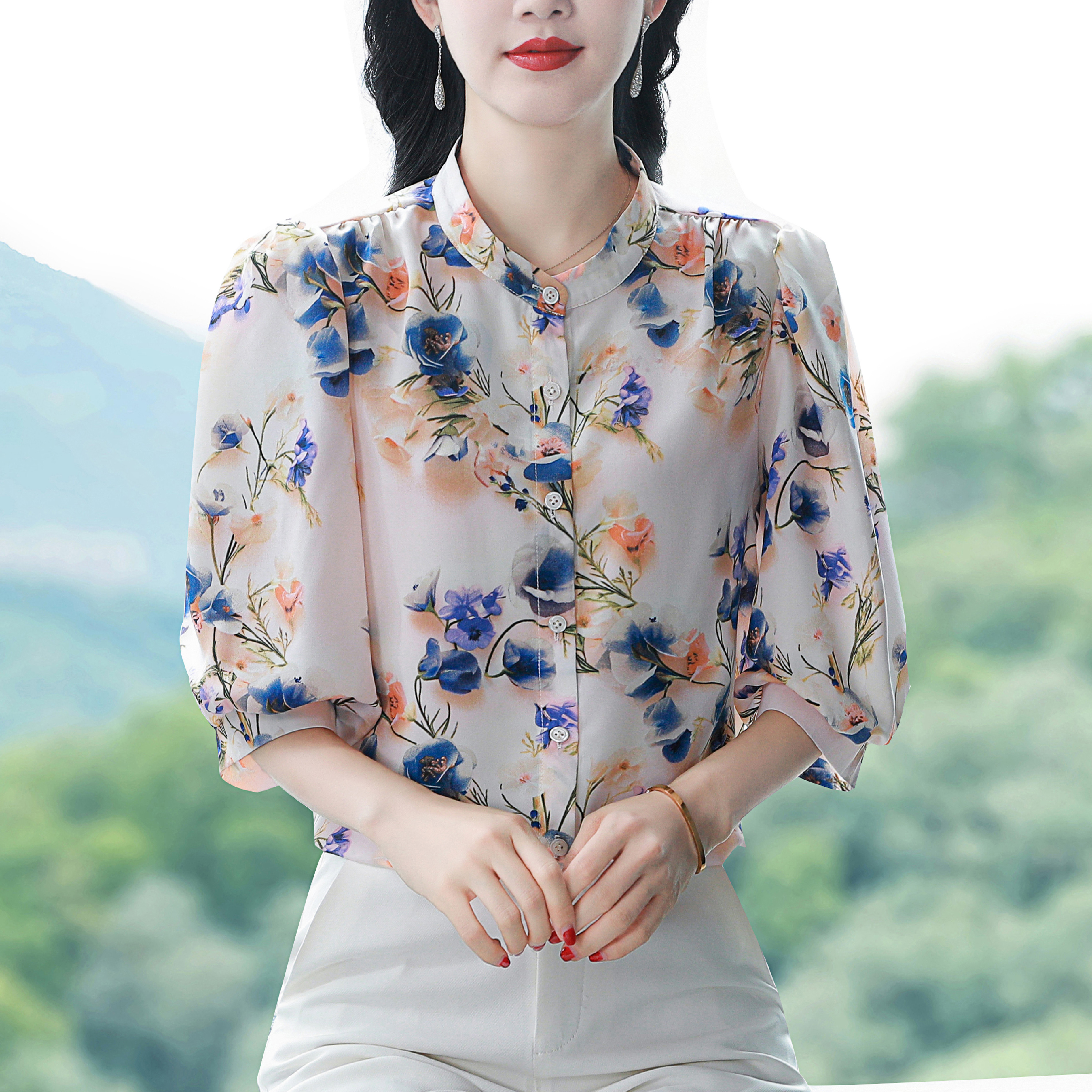 Elegant Fashion Chiffon shirt  - Silk Blouse Button reseña y precio