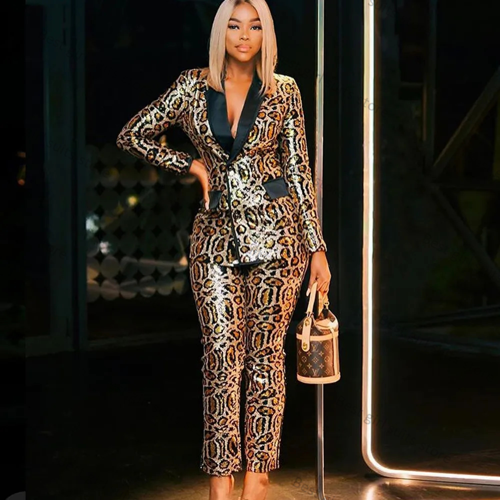 Leopard Printed 2 Piece Women  - Tailored Trouser Wide reseña y precio