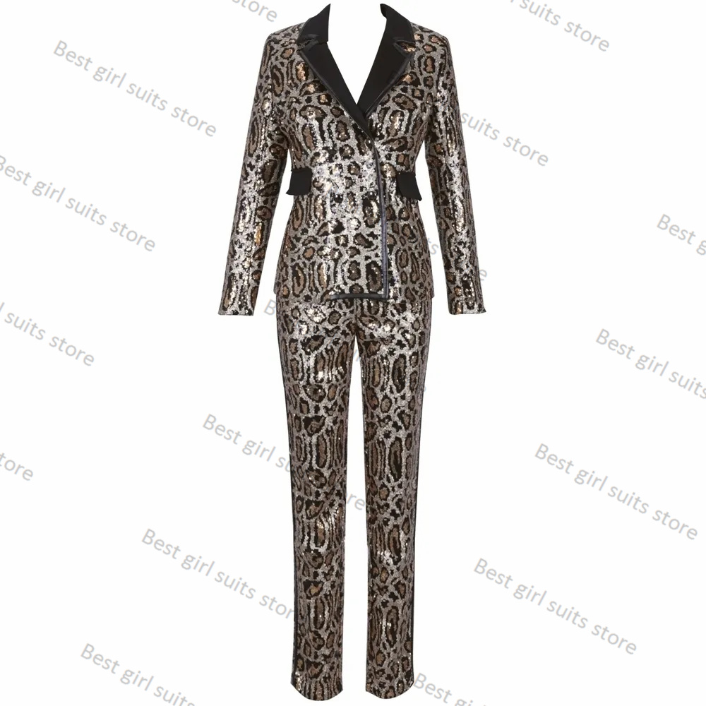 Leopard Printed 2 Piece Women  - Tailored Trouser Wide reseña y precio