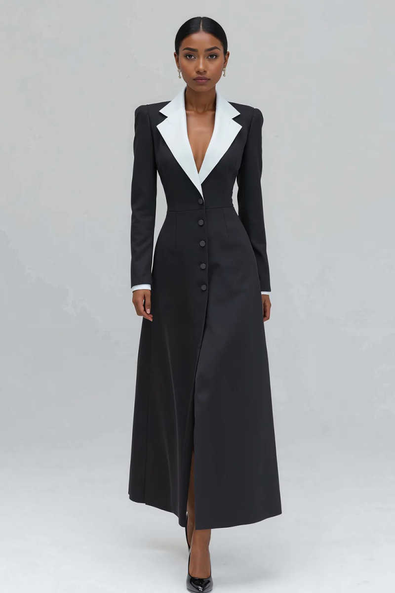 A Line Women Long Blazer Jacke - Women Formal Wear With Tie reseña y precio