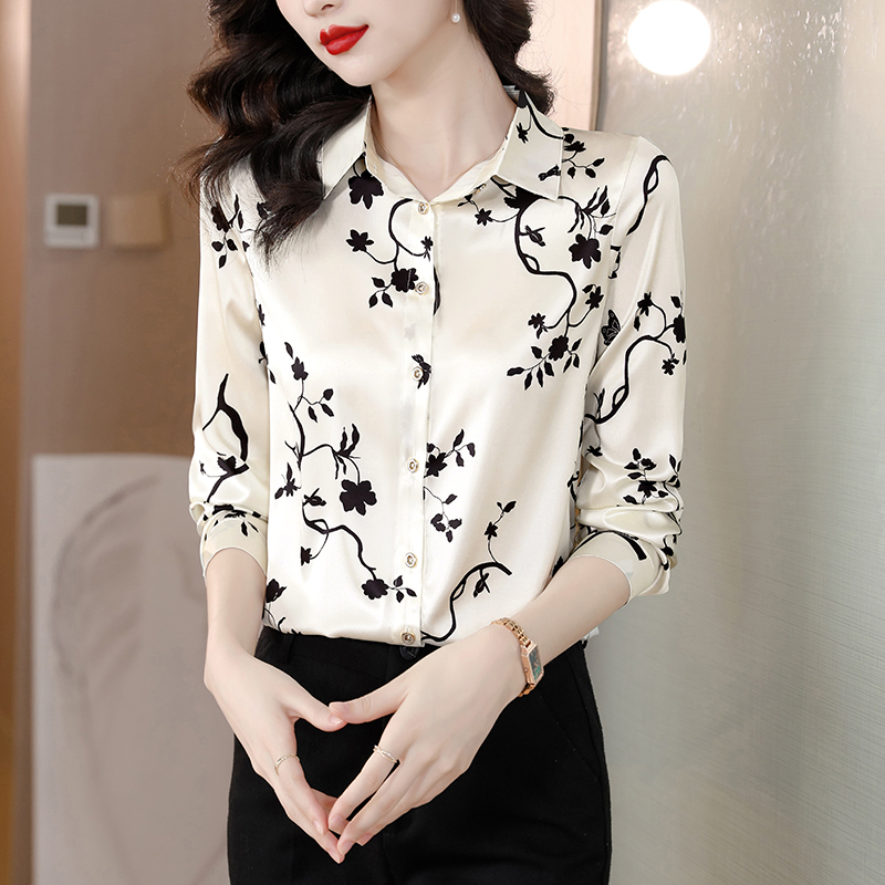 Elegant Fashion Silk Satin OL  - Silk Blouse Button reseña y precio