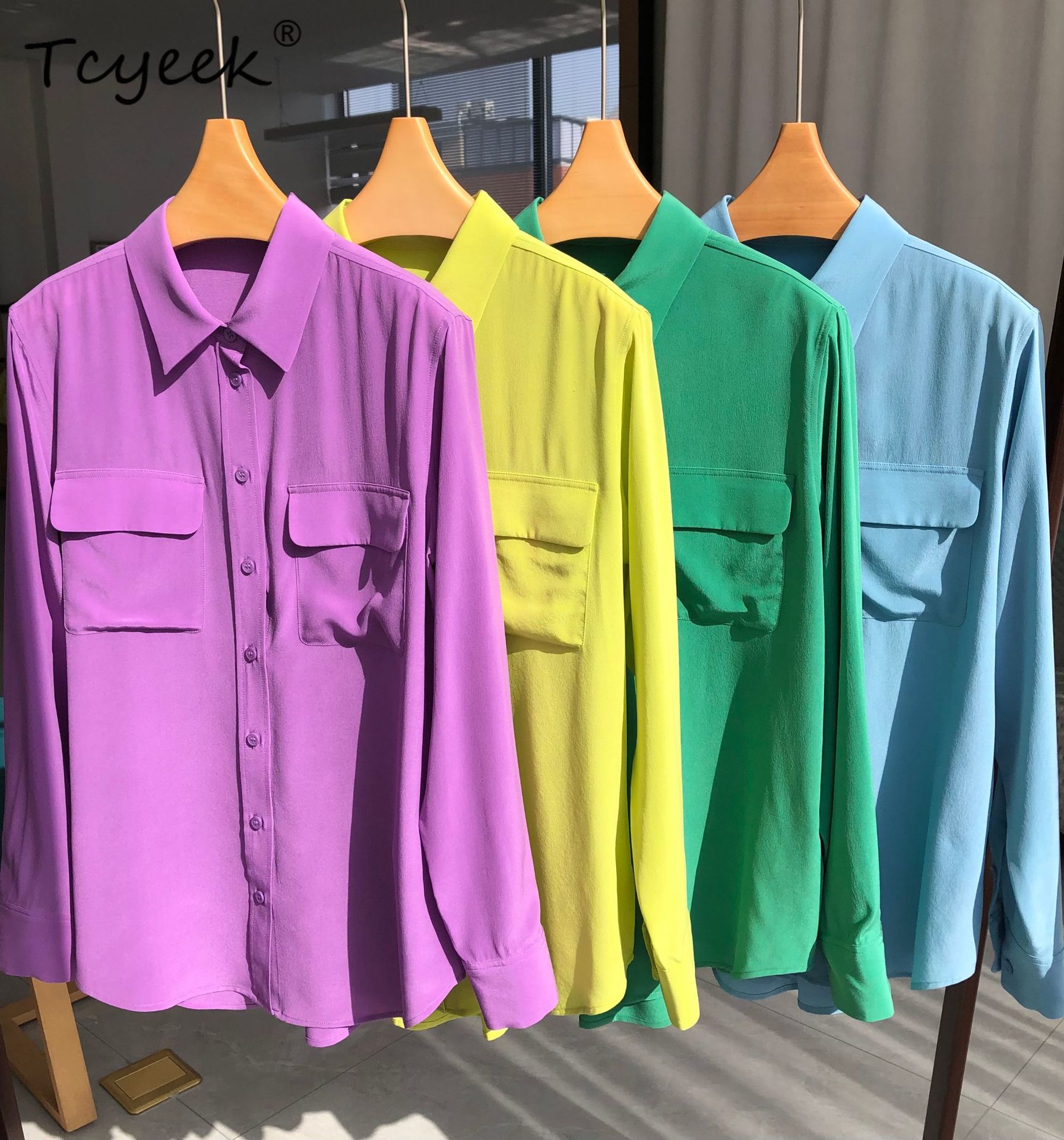 Tcyeek 18Mm 100%Real Sandwash  - Silk Blouse Button reseña y precio