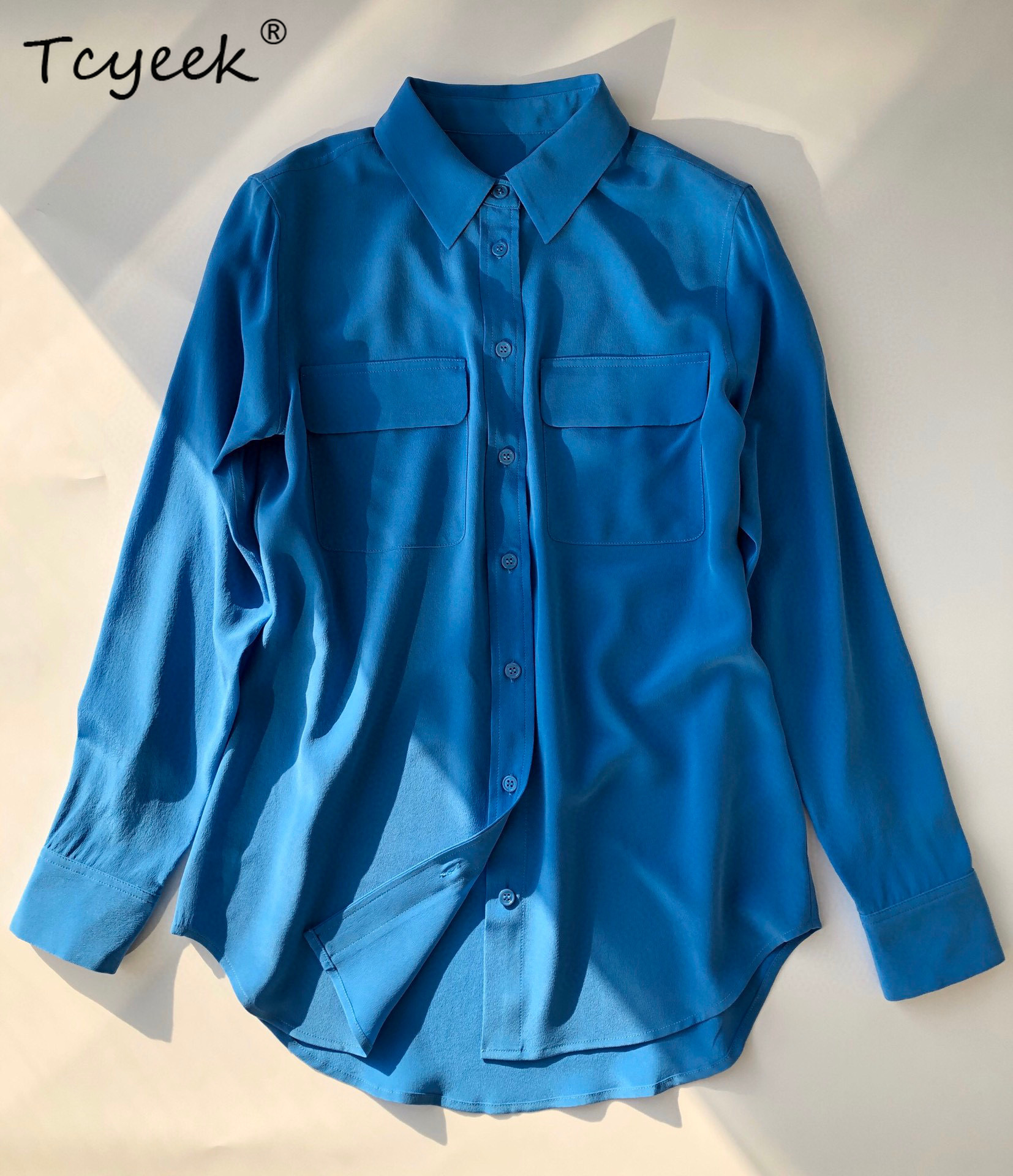 Tcyeek 18Mm 100%Real Sandwash  - Silk Blouse Button reseña y precio