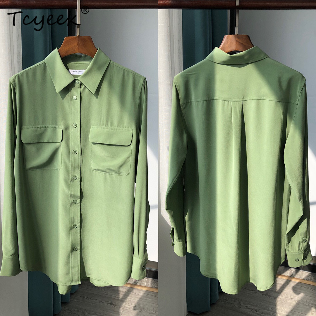 Tcyeek 18Mm 100%Real Sandwash  - Silk Blouse Button reseña y precio
