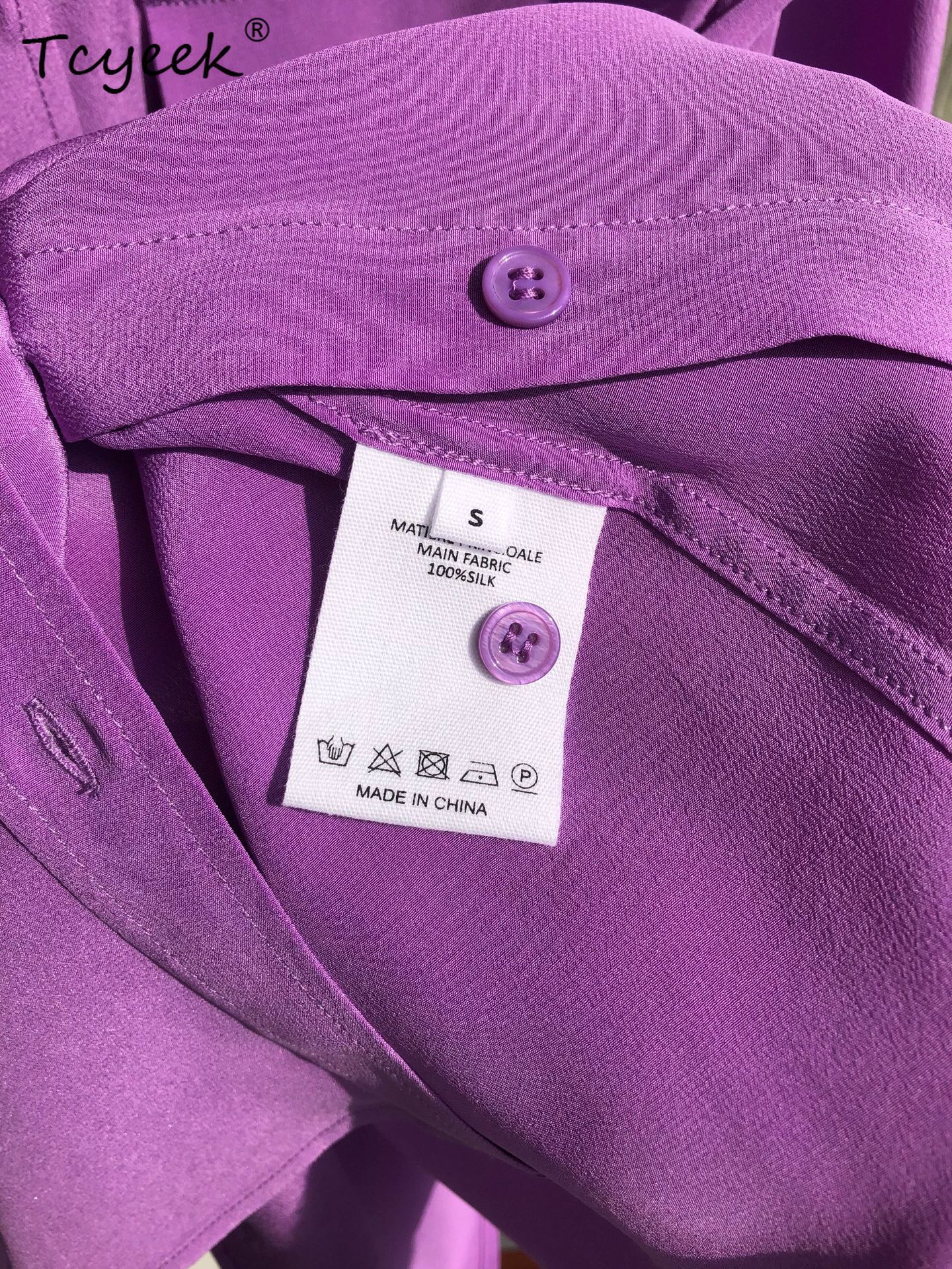 Tcyeek 18Mm 100%Real Sandwash  - Silk Blouse Button reseña y precio