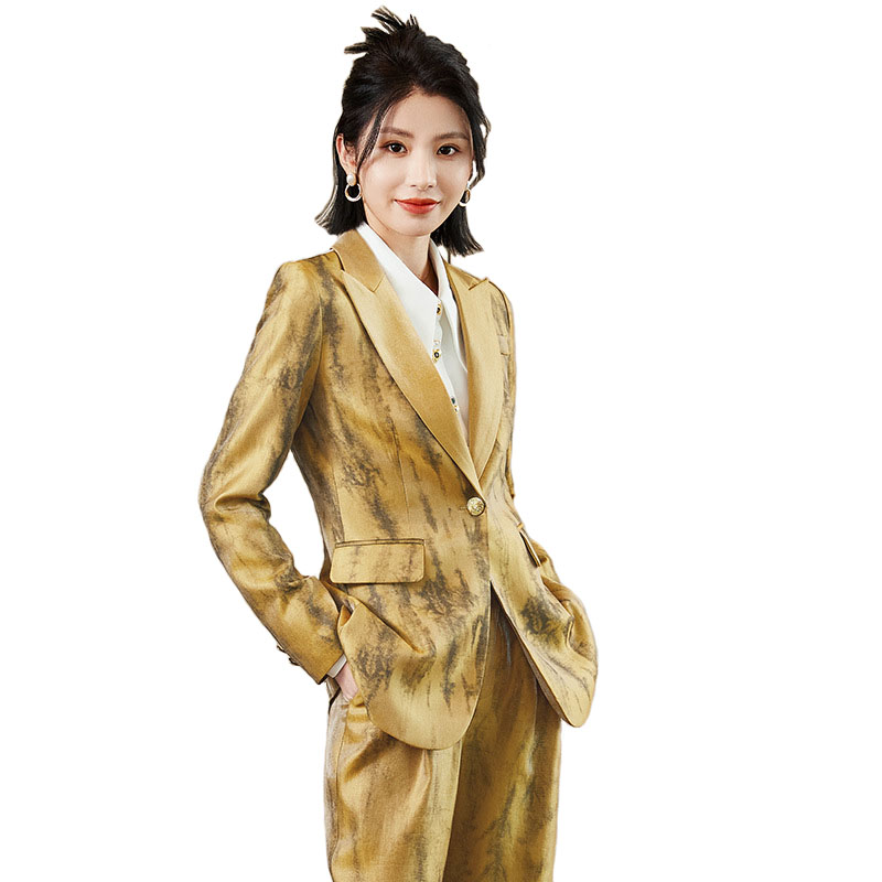 Women Golden Black Formal Pant - Women Formal Wear With Tie reseña y precio