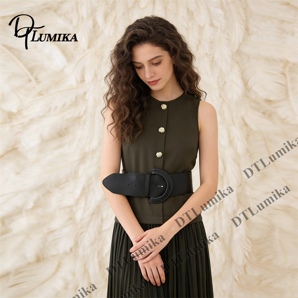 Women’s Olive Green Sleeveless - Women Formal Wear Belt reseña y precio