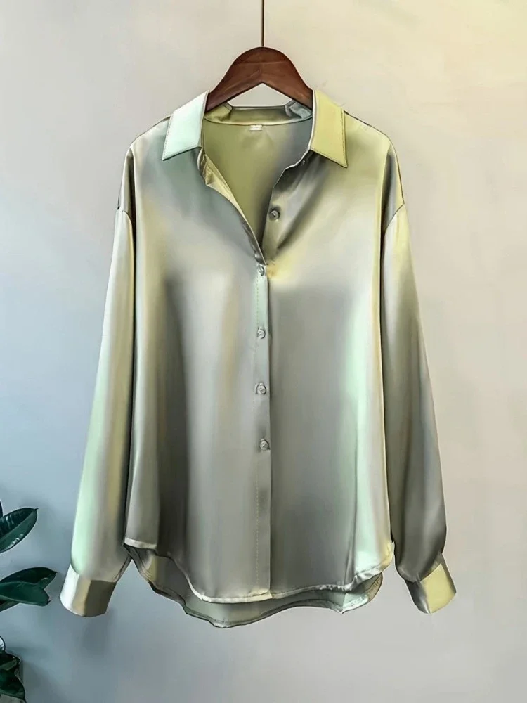 Plus Size Shirts 2025 Loose Ca - Silk Blouse Button reseña y precio