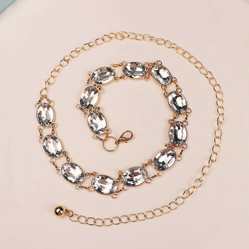 Chic Rhinestone Waist Chain Wo - Women Formal Wear Belt reseña y precio