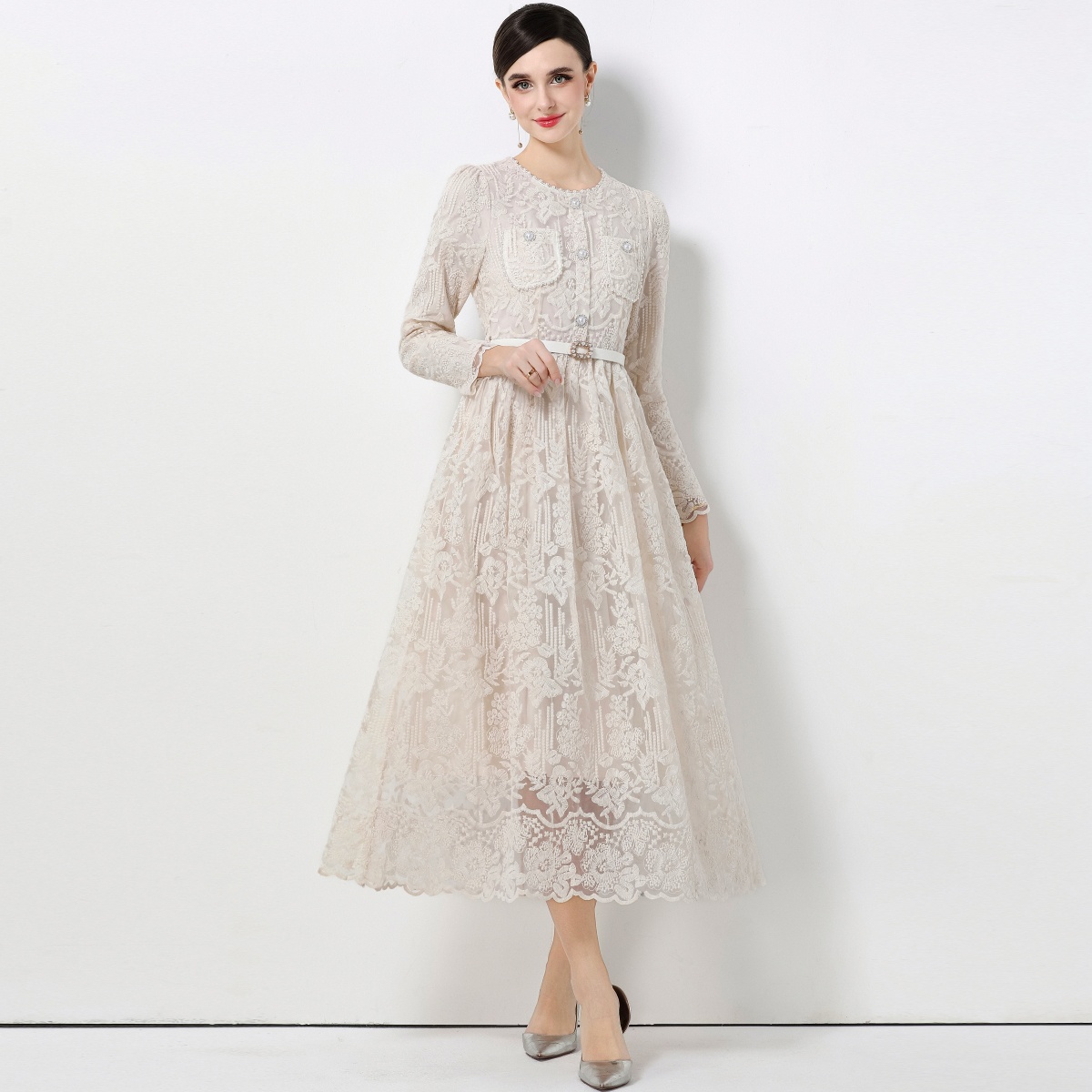 Elegant High Waist Long Sleeve - Women Formal Wear Belt reseña y precio