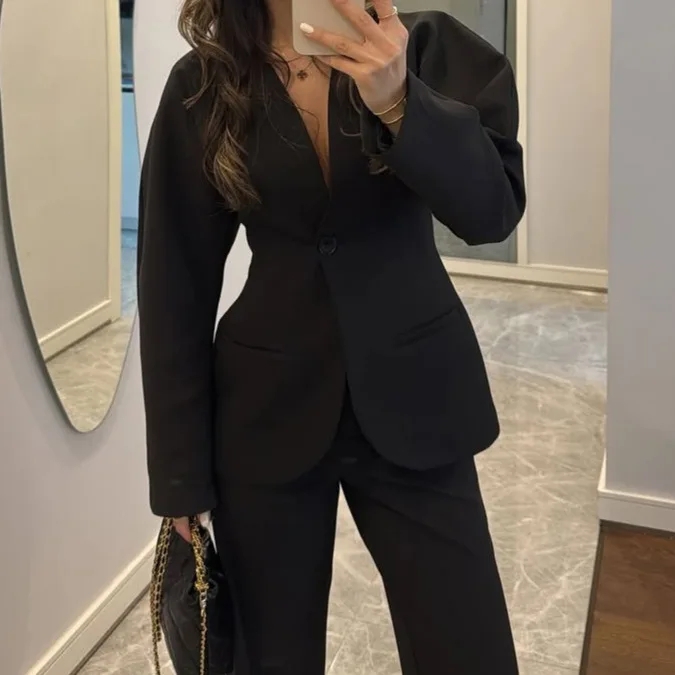 2025 New Women Black V Neck Wa - Women Formal Wear With Tie reseña y precio