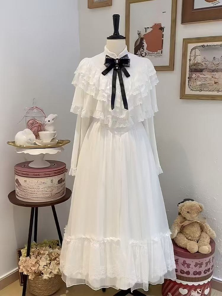 Japanese Short Sleeve Bow Lace - Women Formal Wear Winter reseña y precio