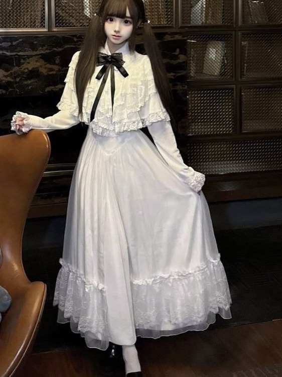 Japanese Short Sleeve Bow Lace - Women Formal Wear Winter reseña y precio