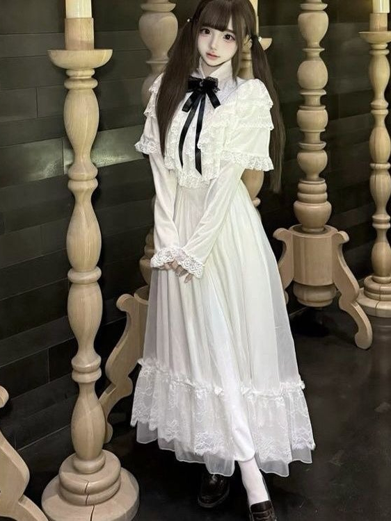 Japanese Short Sleeve Bow Lace - Women Formal Wear Winter reseña y precio