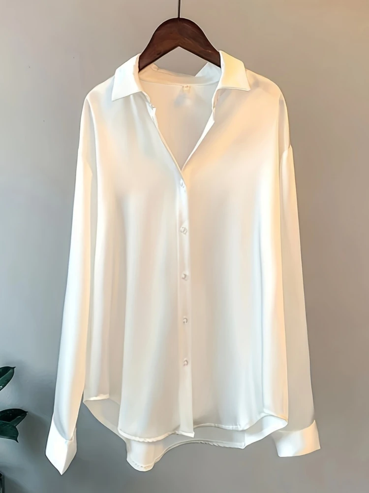 Plus Size Loose Casual Women S - Silk Blouse Button reseña y precio