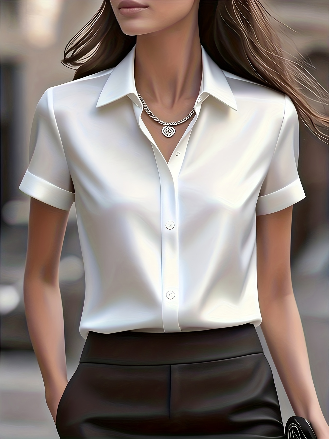 Elegant Slim Fit Silk Blend Co - Silk Blouse Button reseña y precio