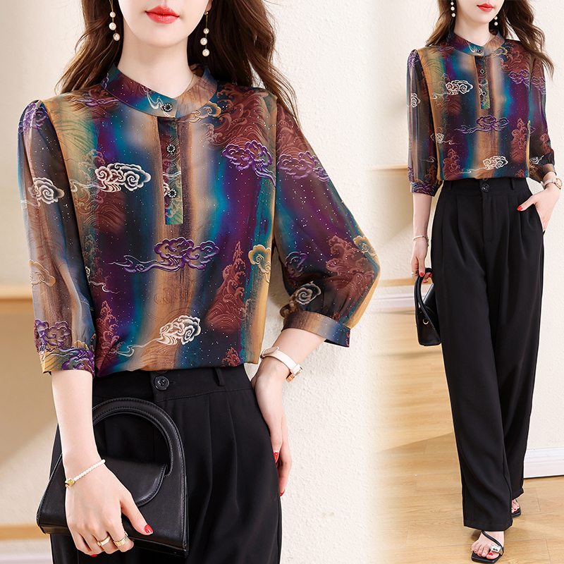 Elegant Fashion Silk Chiffon B - Silk Blouse Button reseña y precio