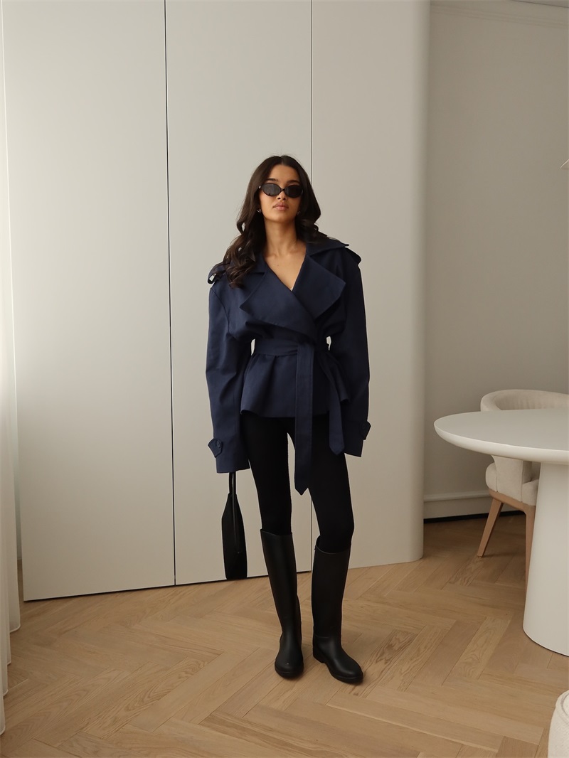Autumn Navy Blue Women Suit 1  - Women Formal Wear Belt reseña y precio