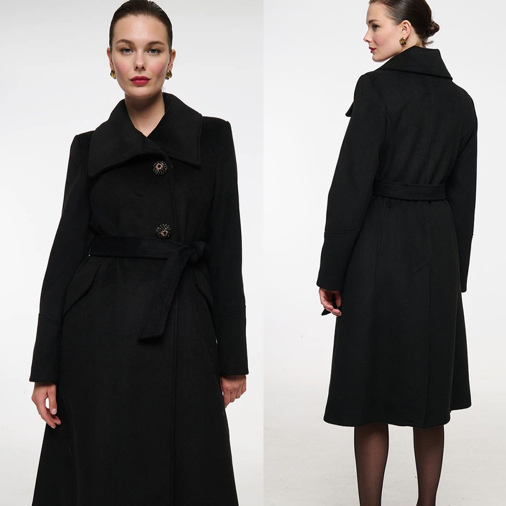 Vintage Black Stand Collar Wom - Women Formal Wear Belt reseña y precio