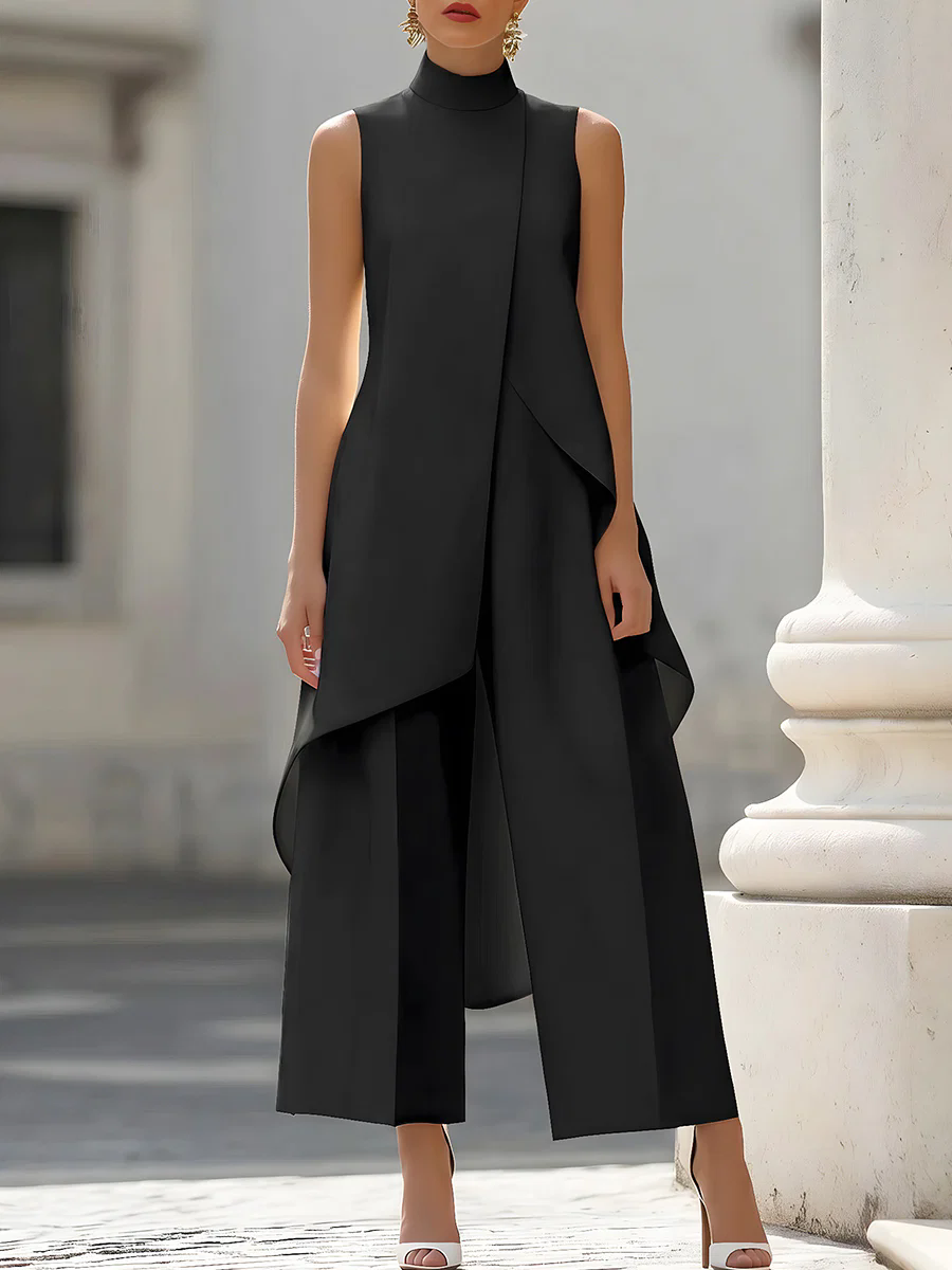 Sleeveless High Neck Asymmetri - Women'S Formal Wear With Pants reseña y precio