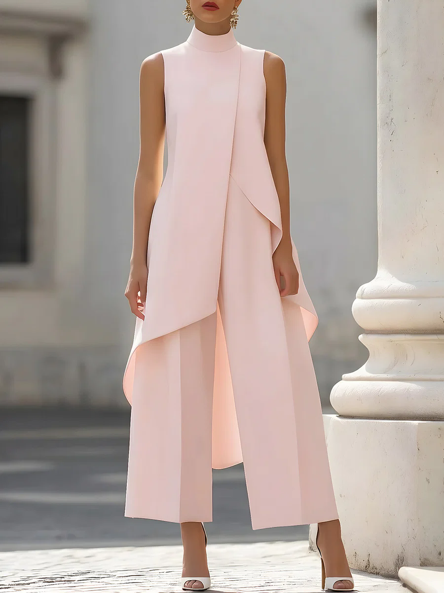 Sleeveless High Neck Asymmetri - Women'S Formal Wear With Pants reseña y precio