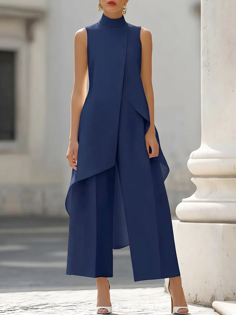 Sleeveless High Neck Asymmetri - Women'S Formal Wear With Pants reseña y precio