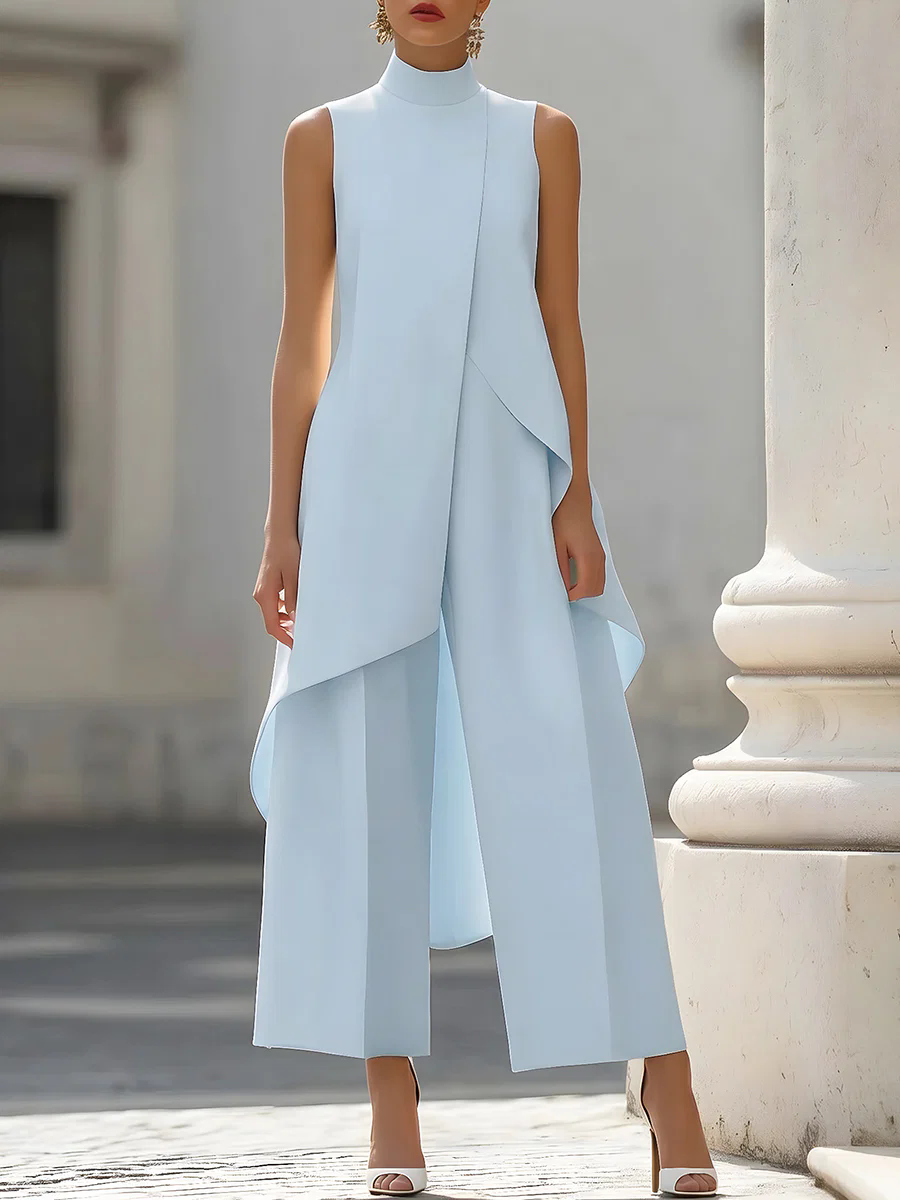Sleeveless High Neck Asymmetri - Women'S Formal Wear With Pants reseña y precio