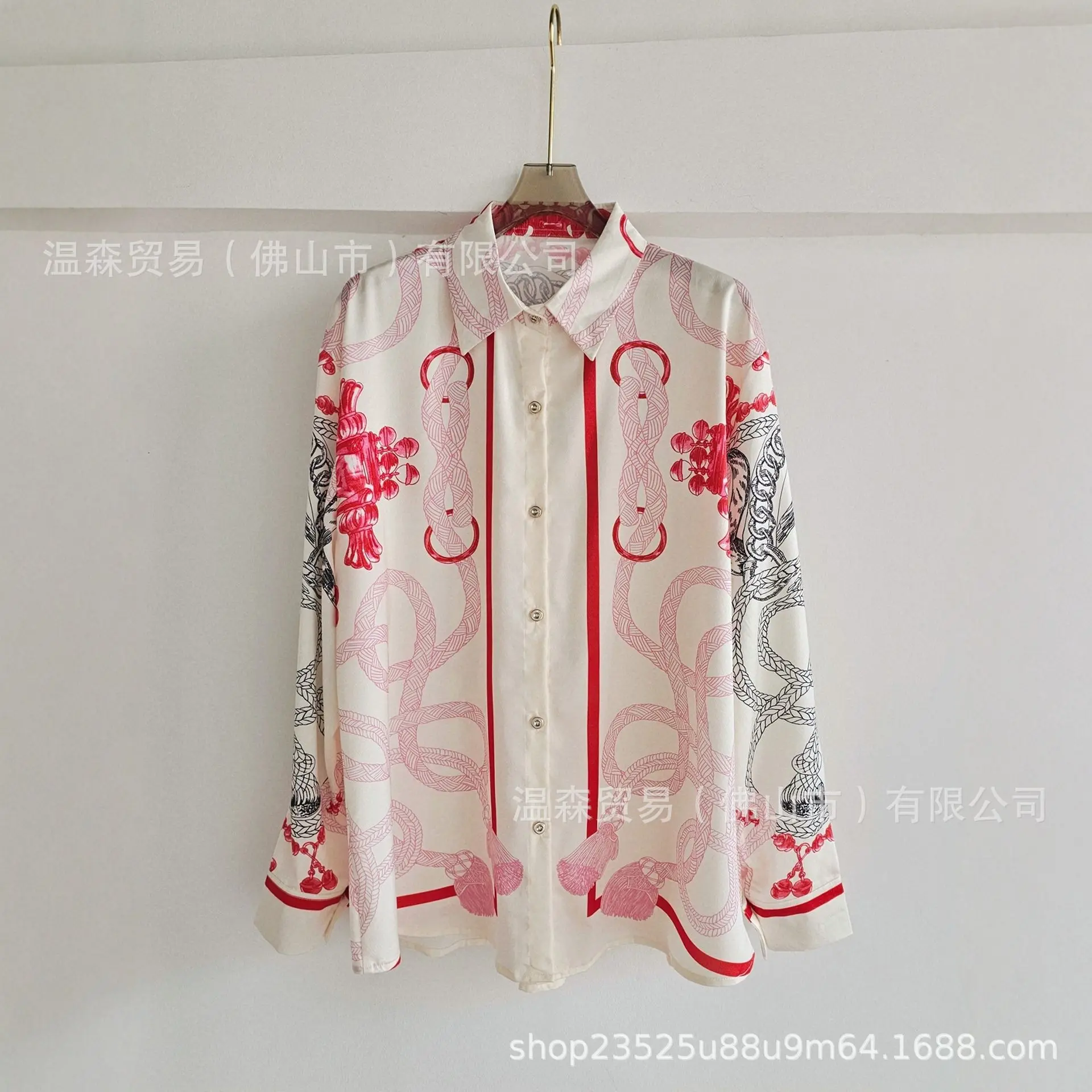 Baroque French Designer Printe - Silk Blouse Button reseña y precio