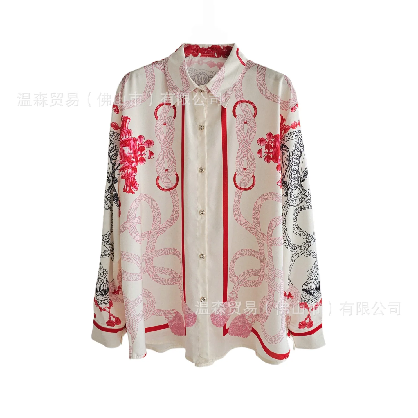 Baroque French Designer Printe - Silk Blouse Button reseña y precio