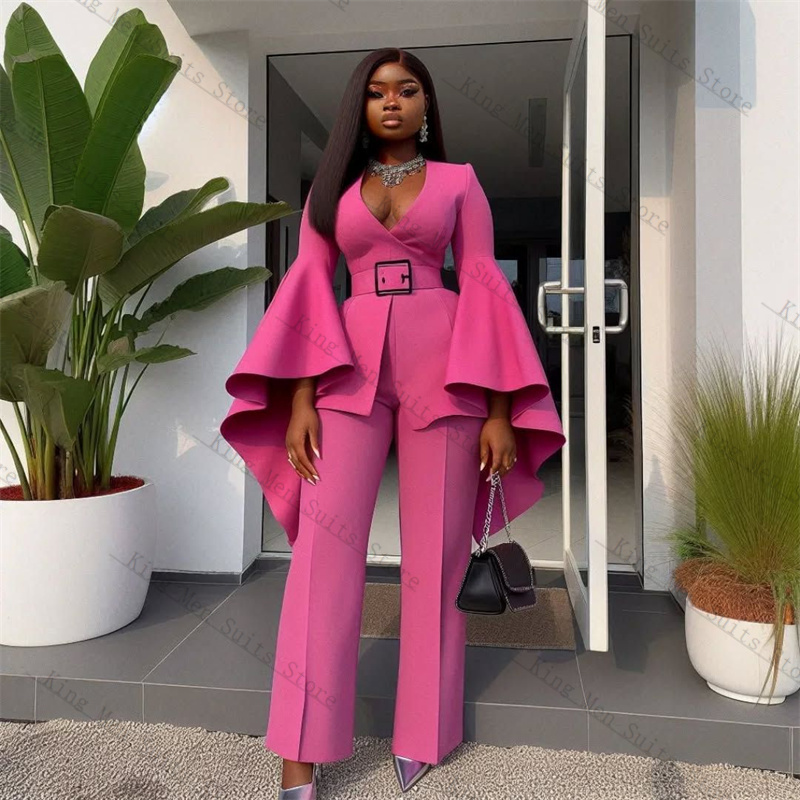 Pink Women Suits Set 2 Piece B - Women Formal Wear Belt reseña y precio