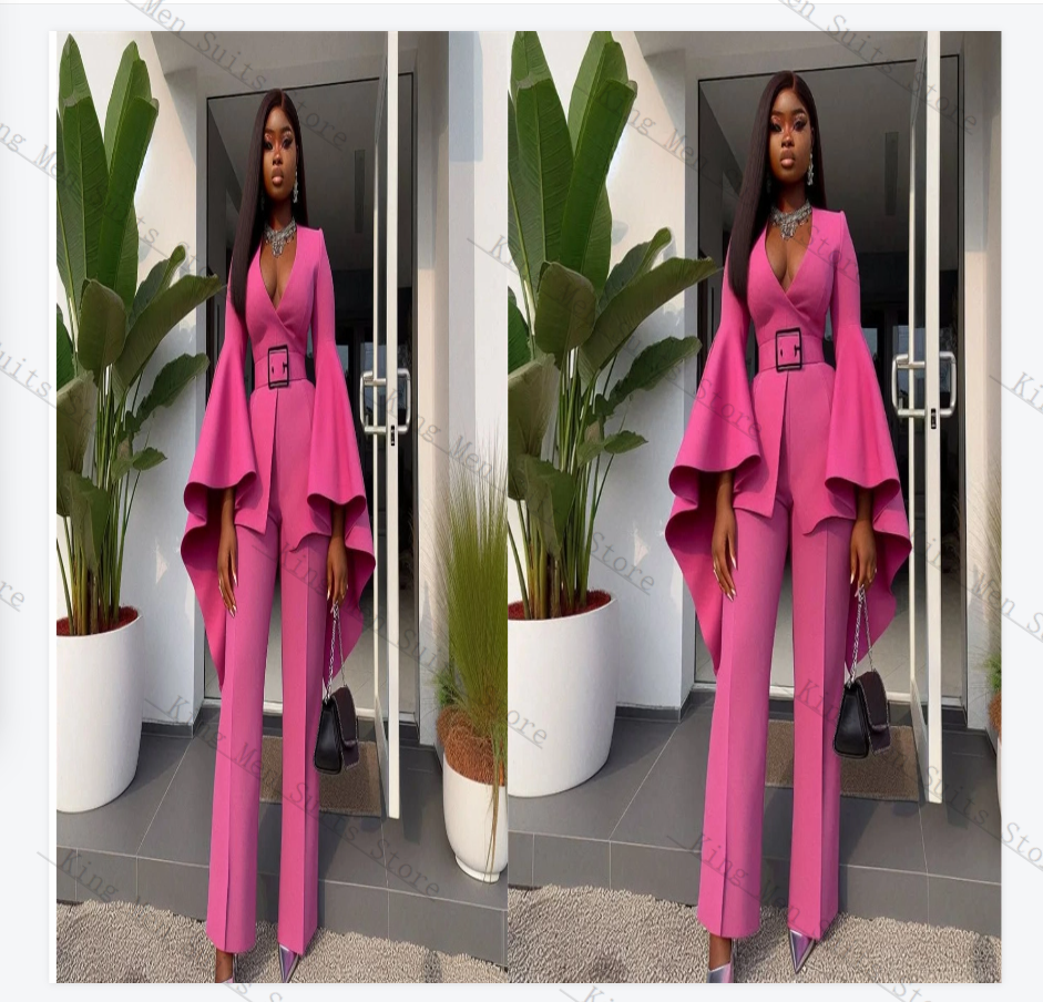 Pink Women Suits Set 2 Piece B - Women Formal Wear Belt reseña y precio