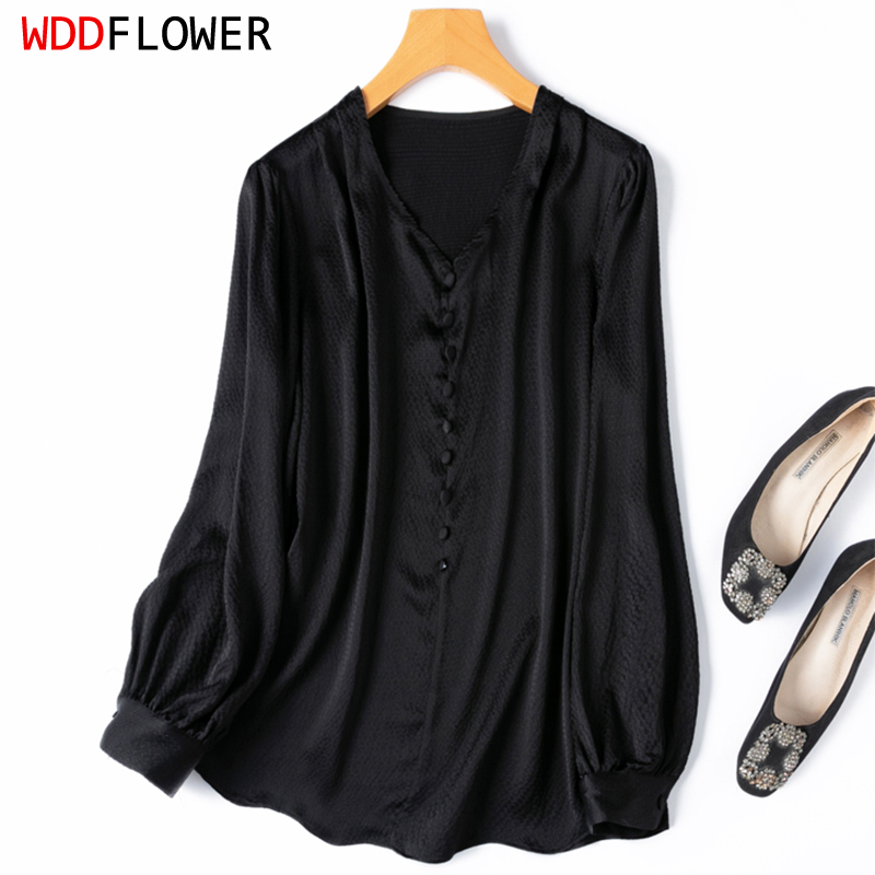 Women Silk Blouse 93% Mulberry - Silk Blouse Button reseña y precio