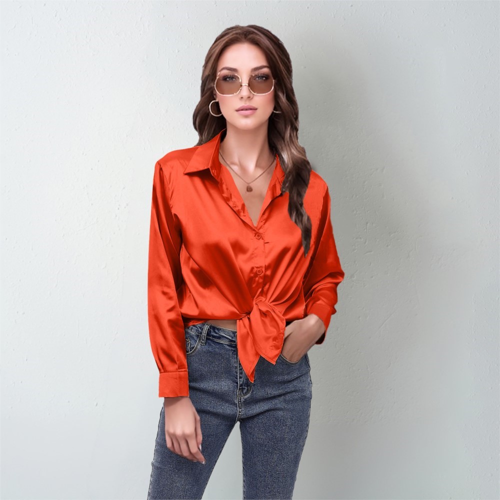 Spring Satin Shirt Women Loose - Silk Blouse Button reseña y precio