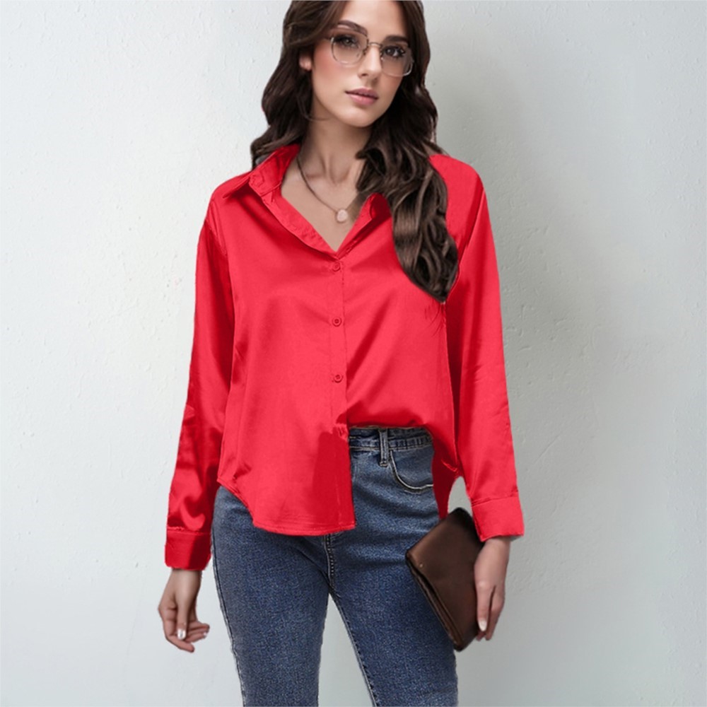 Spring Satin Shirt Women Loose - Silk Blouse Button reseña y precio