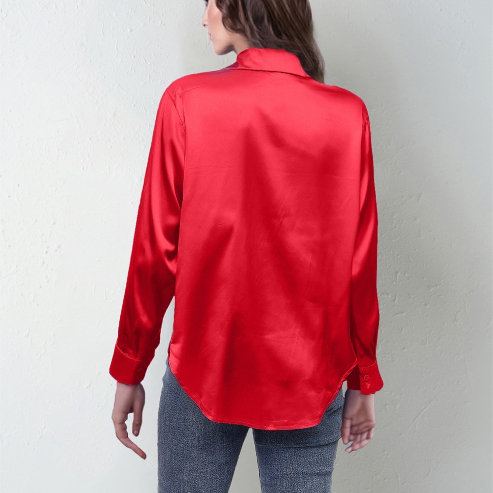 Spring Satin Shirt Women Loose - Silk Blouse Button reseña y precio