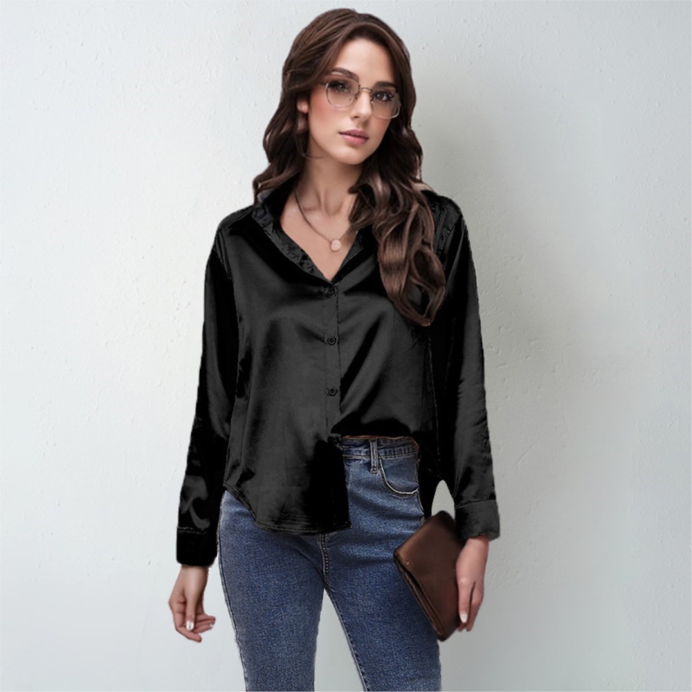 Spring Satin Shirt Women Loose - Silk Blouse Button reseña y precio