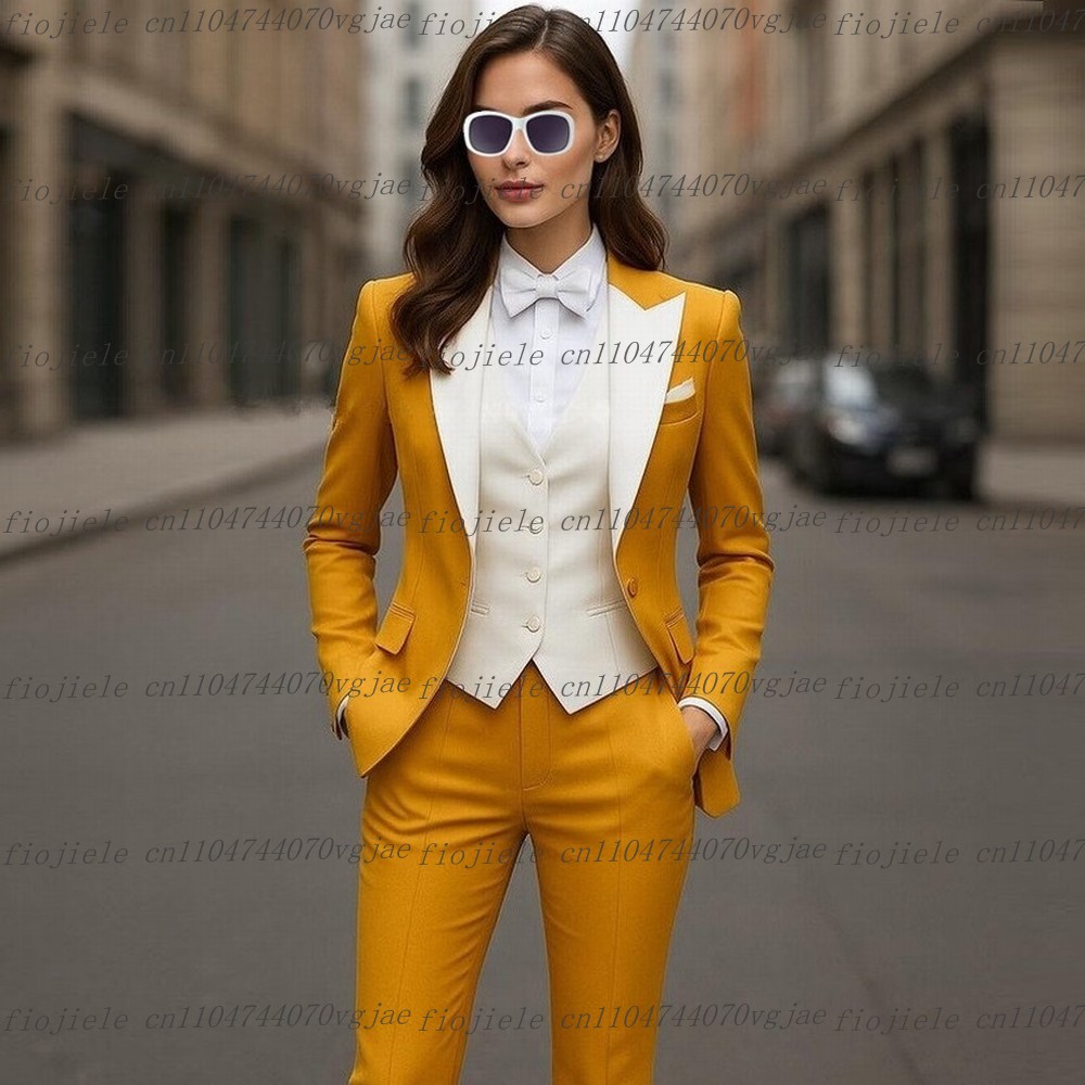 Yellow And White Formal Busine - Women'S Formal Wear With Pants reseña y precio