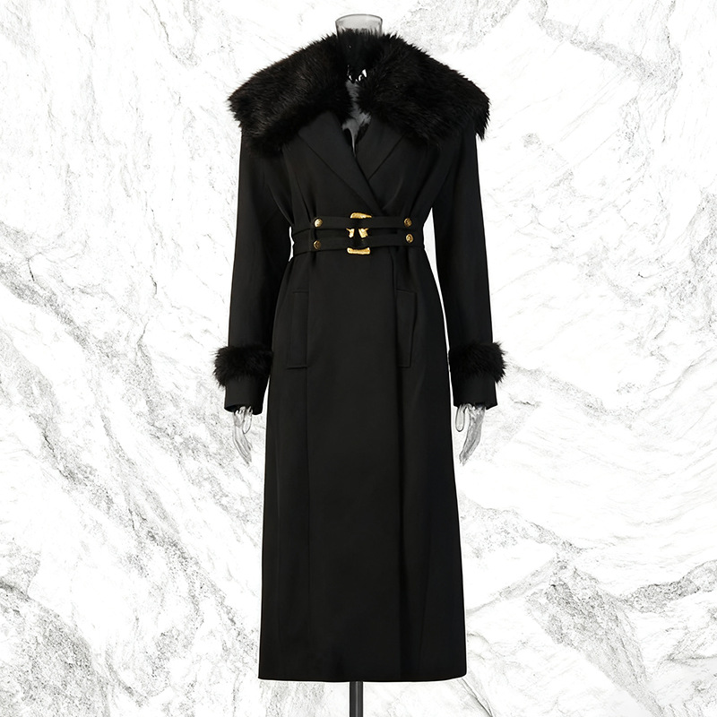 Fur Women Coat Windbreaker Bel - Women Formal Wear Belt reseña y precio